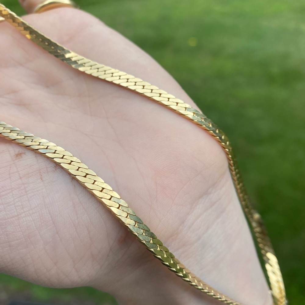 Vintage 14k Flat Tight Curb / Herringbone